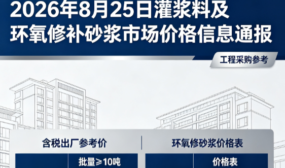 德江2026年8月25日灌浆料及环氧修补砂浆市场价格信息通报